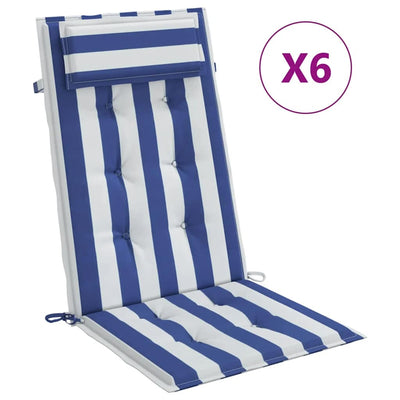 Cojines de silla Vidaxl de la tela de rayas de la espalda de 6 años oxford blanco y azul