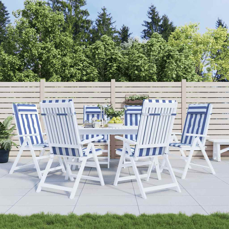 Cojines de silla Vidaxl de la tela de rayas de la espalda de 6 años oxford blanco y azul