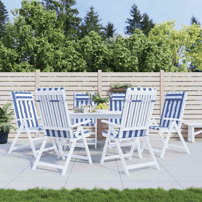 Cojines de silla Vidaxl de la tela de rayas de la espalda de 6 años oxford blanco y azul