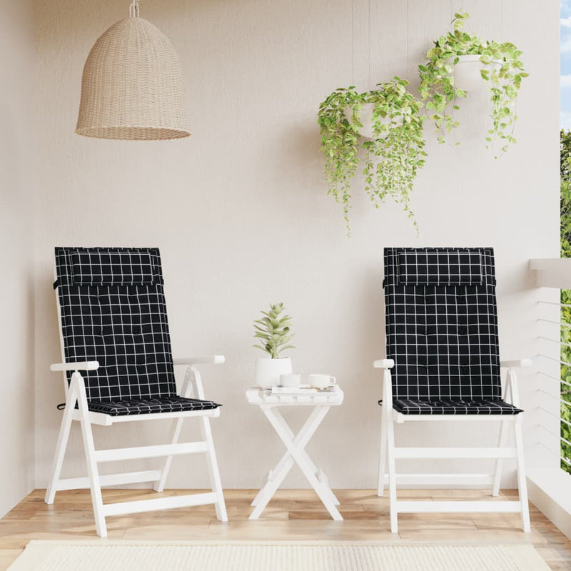 Cojines de silla de Vidaxl 2 st de alto patrón de ventana trasera Oxford tela negra