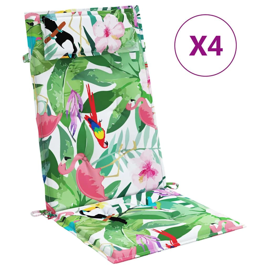VidaXL cojines para silla 4 piezas respaldo alto tela oxford multicolor