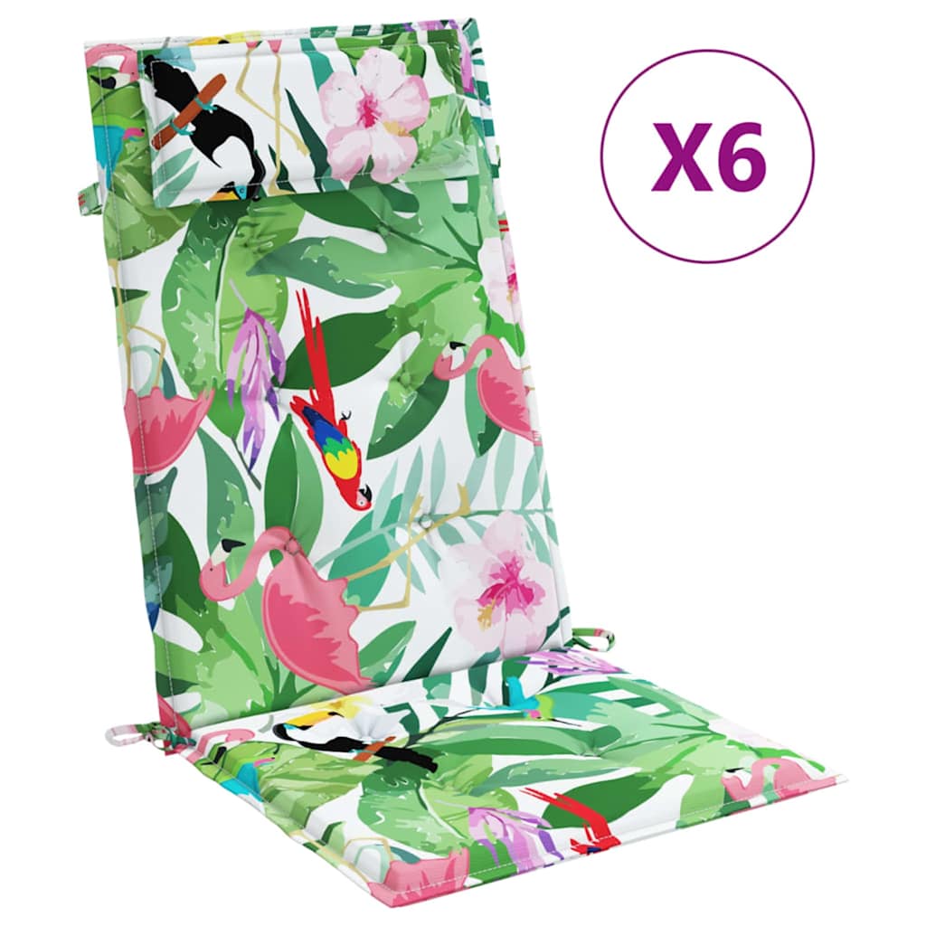 VidaXL cojines para silla 6 piezas respaldo alto tela oxford multicolor