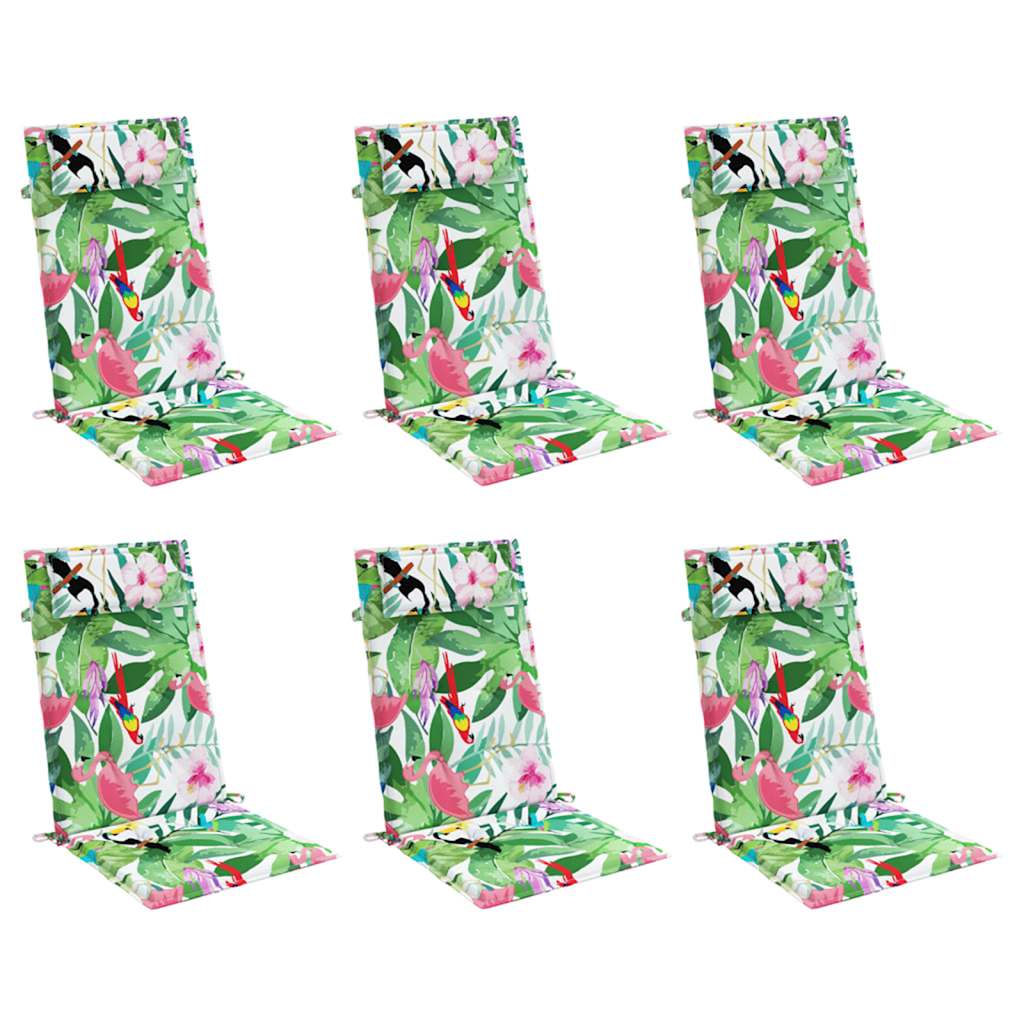 VidaXL cojines para silla 6 piezas respaldo alto tela oxford multicolor