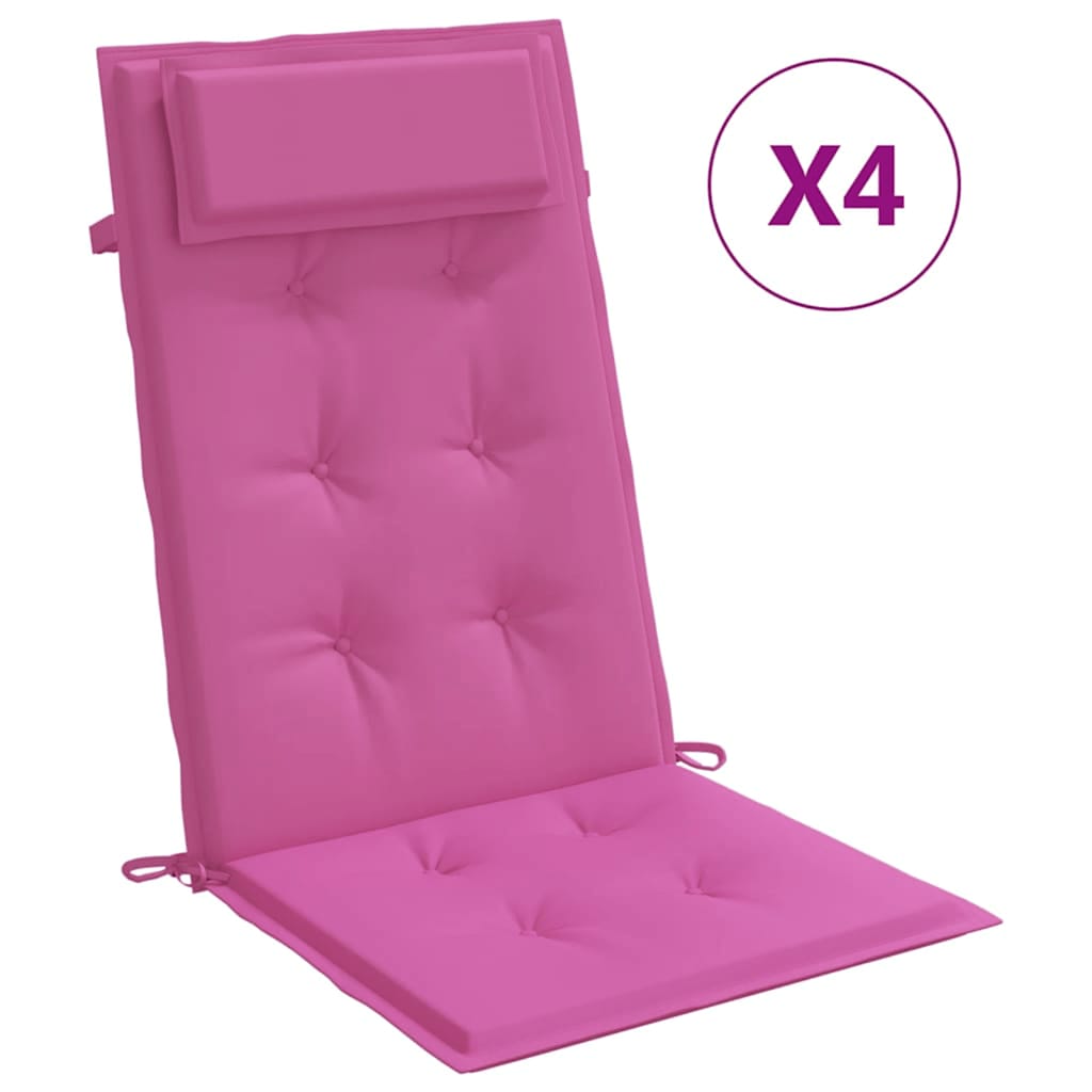 Cuscini per sedia VidaXL 4 pezzi in tessuto oxford con schienale alto rosa