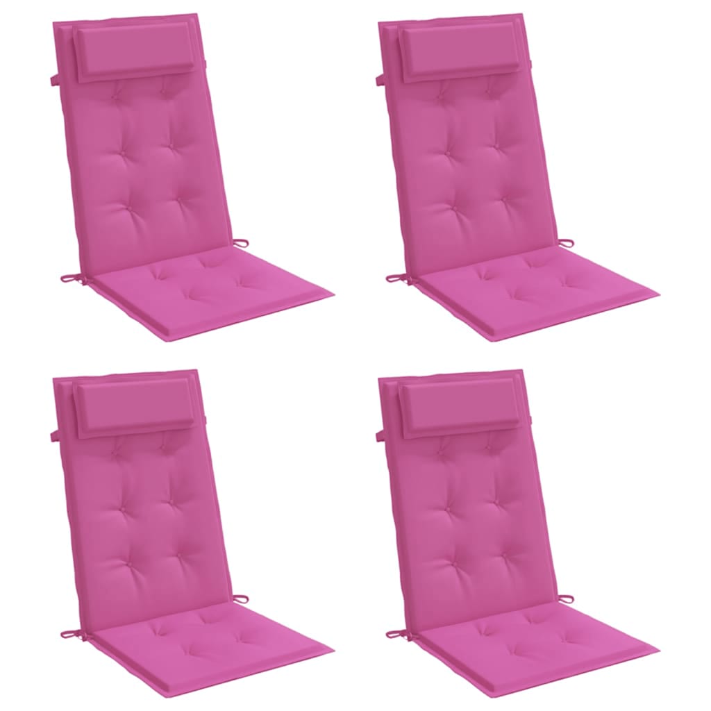 Cuscini per sedia VidaXL 4 pezzi in tessuto oxford con schienale alto rosa
