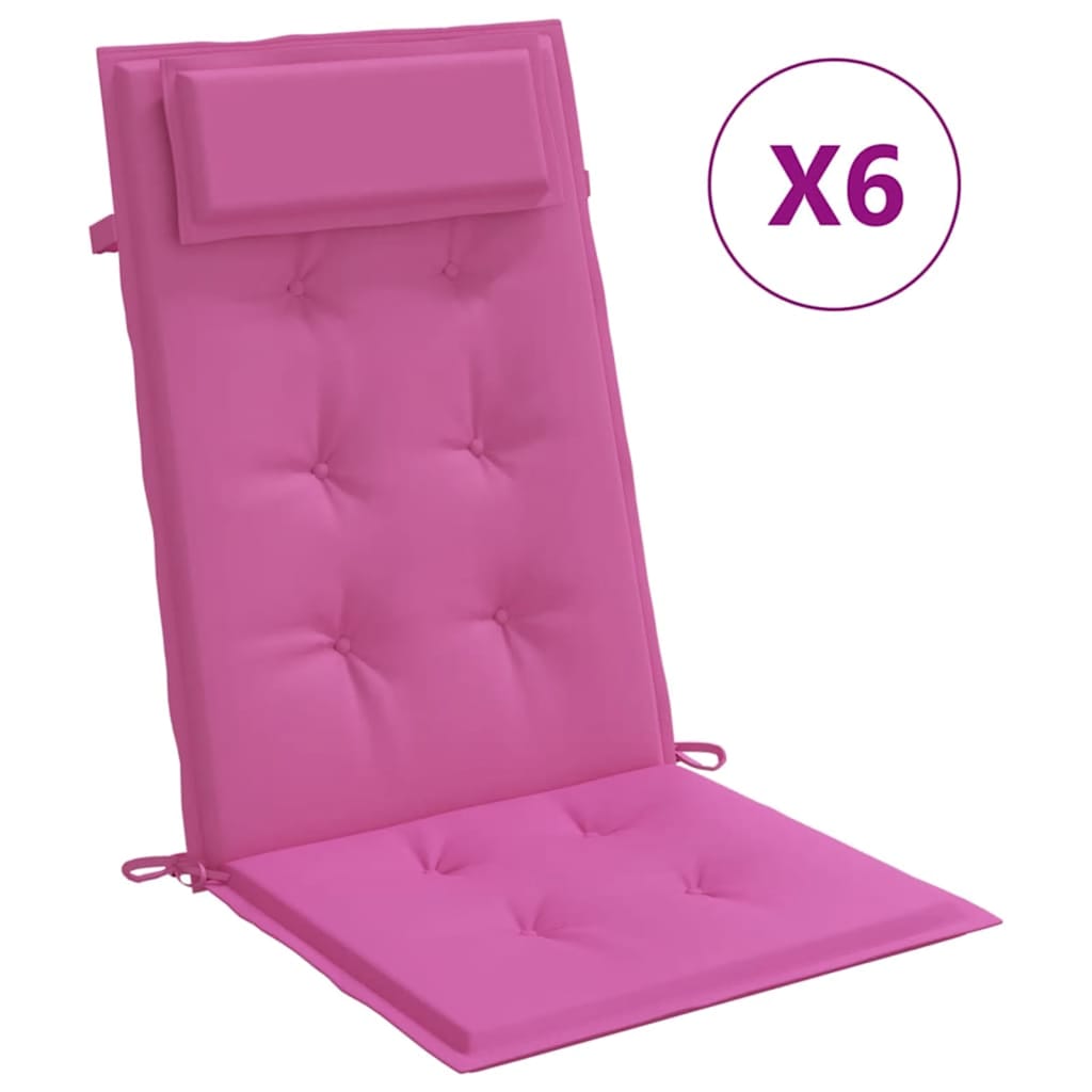 Cuscini per sedia VidaXL 6 pezzi in tessuto oxford con schienale alto rosa