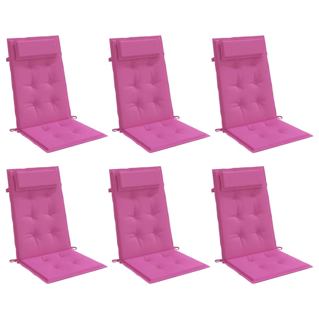 Cuscini per sedia VidaXL 6 pezzi in tessuto oxford con schienale alto rosa