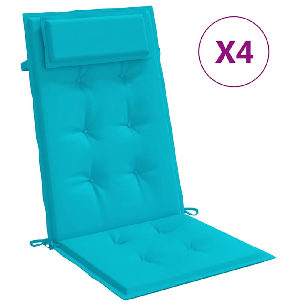 Cuscini per sedia VidaXL 4 pezzi in tessuto oxford con schienale alto turchese