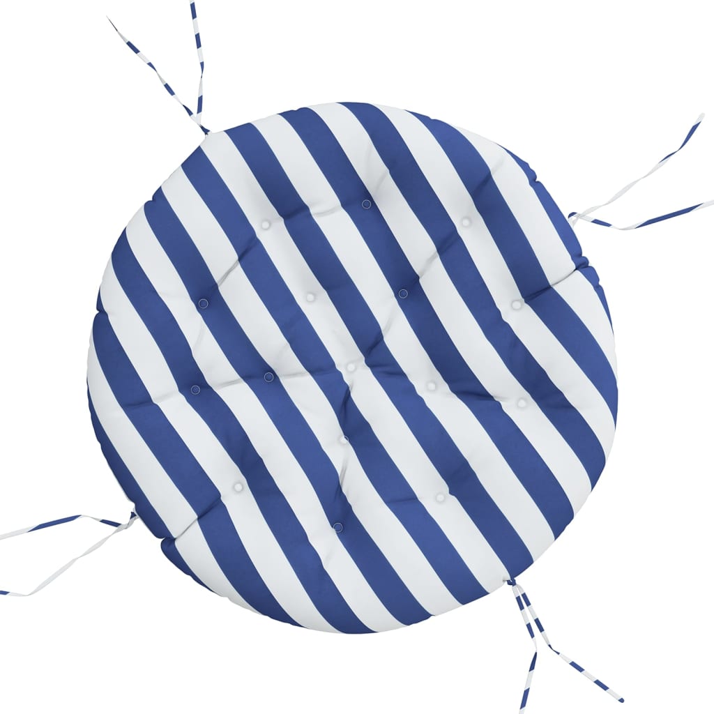 Vidaxl Cuscinetto rotondo a strisce rotonde Ø 100x11 cm tessuto blu bianco