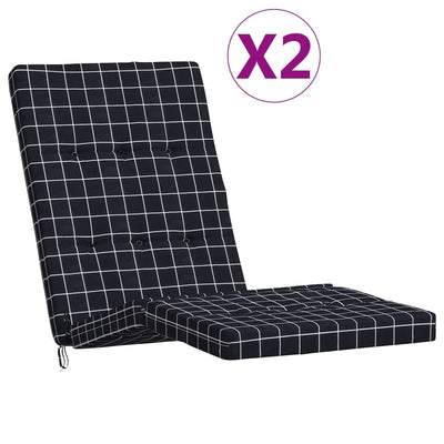 Cojines de silla de patio de Vidaxl 2 Patrón de stedcase Oxford Fabric Negro