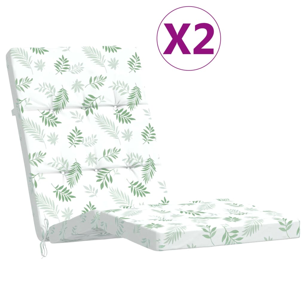 Cuscini da sedia da patio Vidaxl 2 pezzi Modello di foglie Oxford tessuto