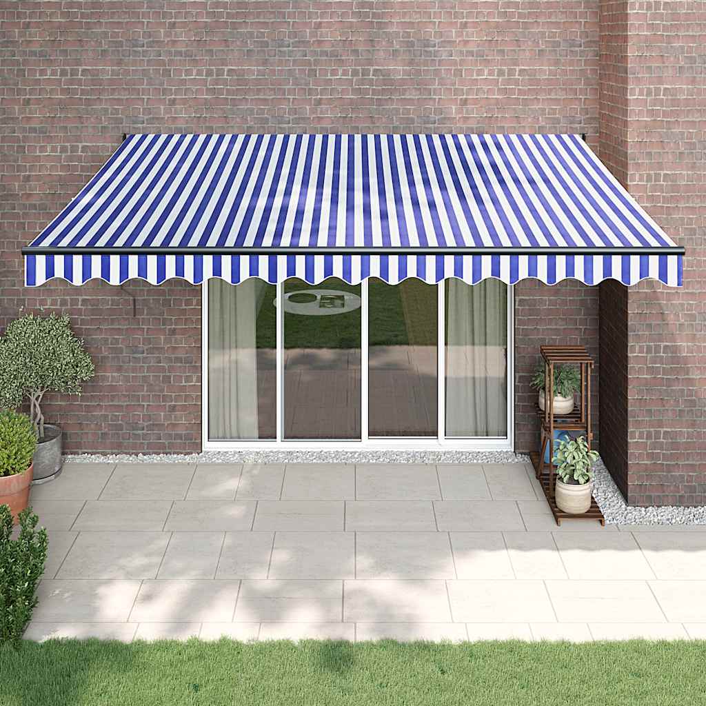Tenda da sole estensibile Vidaxx 4x3 m tessuto e alluminio blu e bianco
