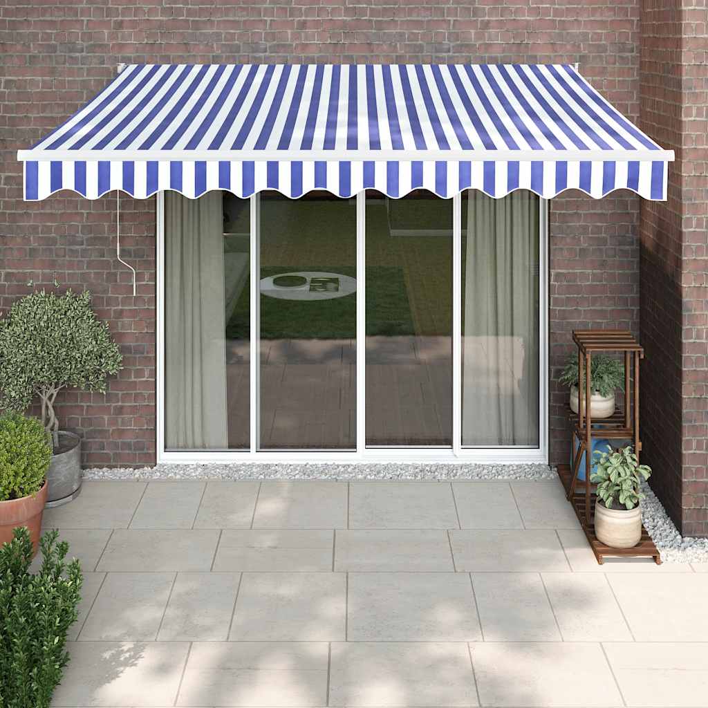 Toldo vidaxx extensible eléctricamente 3,5x2,5 m azul y blanco