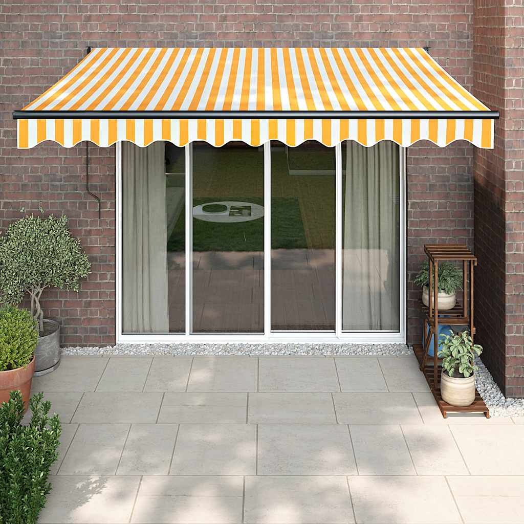 Toldo vidaxx extensible eléctricamente 3,5x2,5 m amarillo y blanco