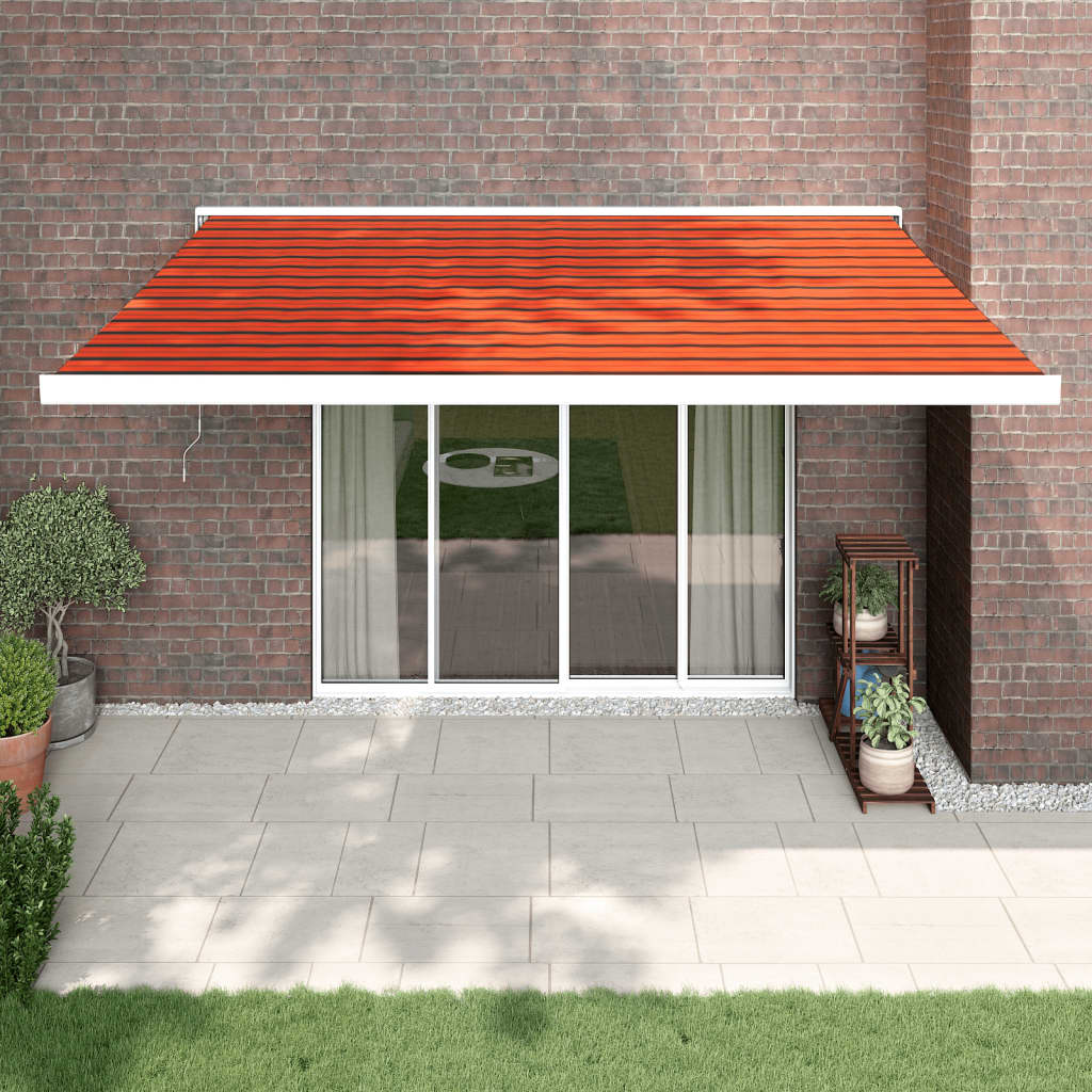 Vidaxl Luifel estendibile 4x3 m polvere e arancione in alluminio e marrone