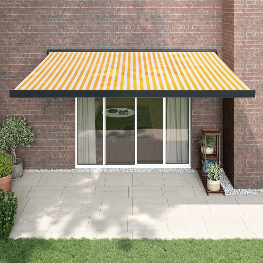 Vidaxl Luifel estendibile 4,5x3 m polvere e giallo in alluminio e bianco