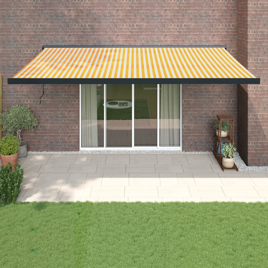 Vidaxl Luifel extensible 5x3 m de polvo y aluminio amarillo y blanco