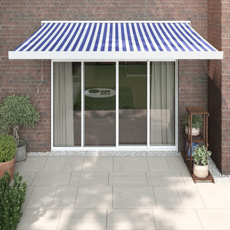 Vidaxl Luifel Extendible 3x2.5 m de polvo y azul y blanco de aluminio