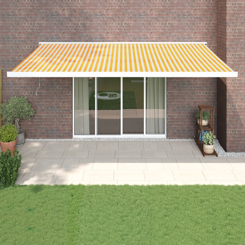 Vidaxl Luifel extensible 5x3 m de polvo y aluminio amarillo y blanco