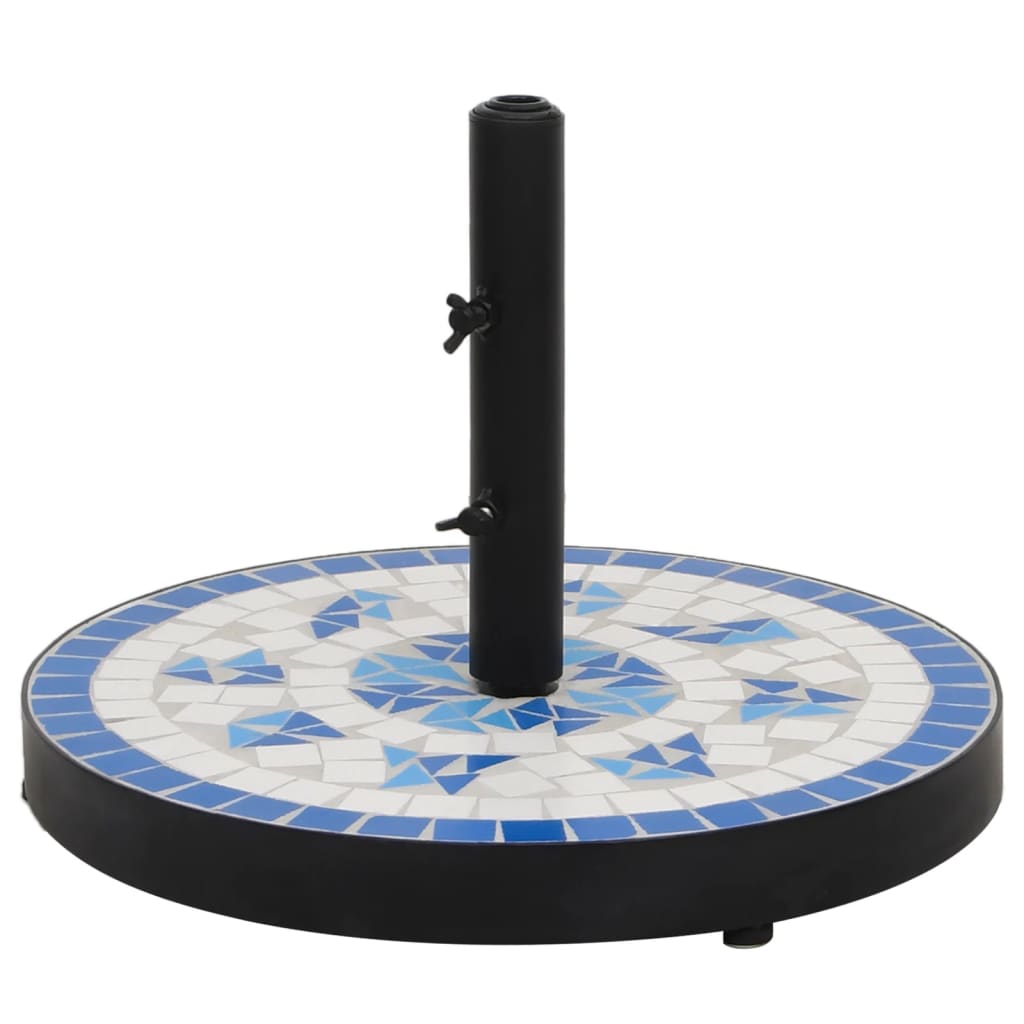 Vidaxl Parasol pie alrededor de 12 kg azul y blanco