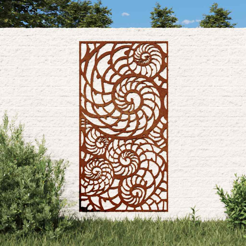 Vidaxl Decoración de la pared Diseño de concha de jardín 105x55 cm Corten Steel
