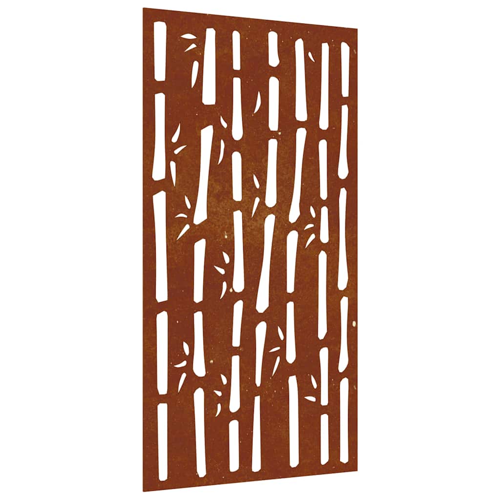 Vidaxl wanddecoratie tuin bamboe-ontwerp 105x55 cm cortenstaal