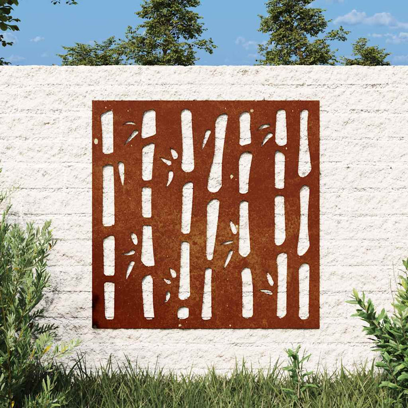 Vidaxl Decorazione murale Design di bambù da giardino 55x55 cm Cortenstaal