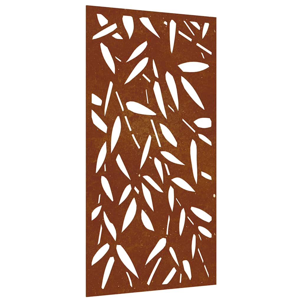 Vidaxl wanddecoratie tuin bamboebladontwerp 105x55 cm cortenstaal