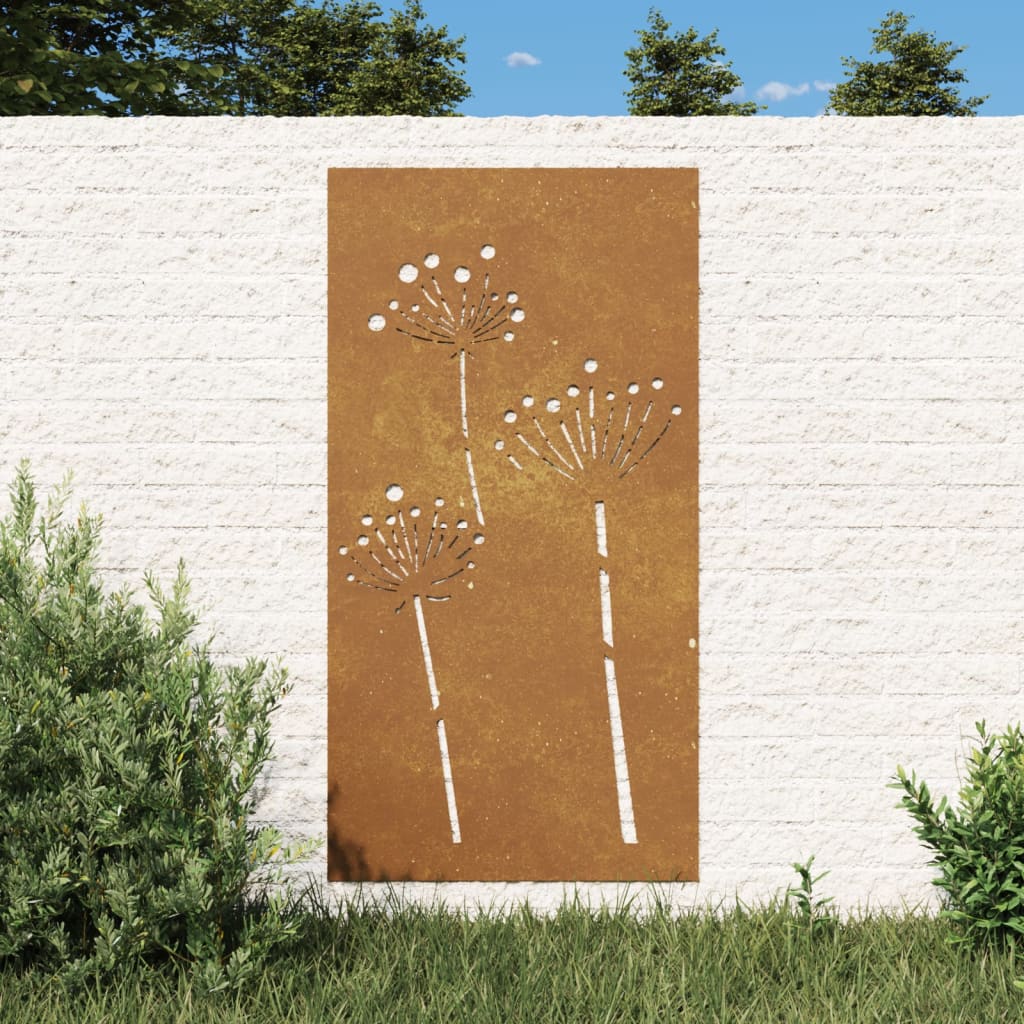 Vidaxl Decoración de la pared Garden Flower Design 105x55 cm Cortenstaal