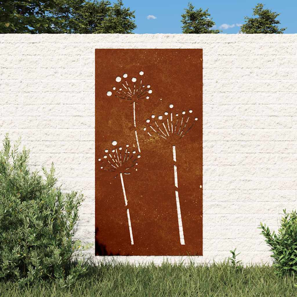 Vidaxl Decorazione murale Design fiore da giardino 105x55 cm Cortenstaal