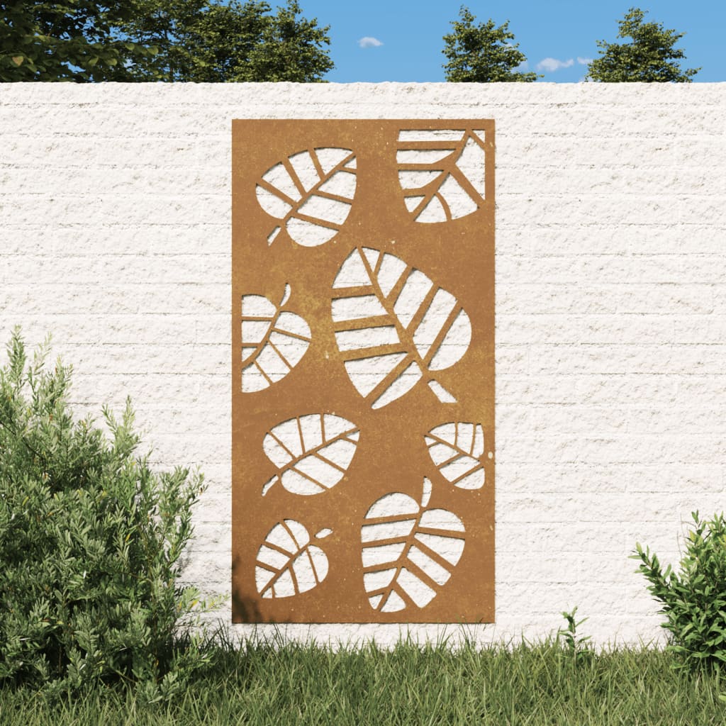 Vidaxl Decorazione murale Design delle foglie da giardino 105x55 cm Cortenstaal