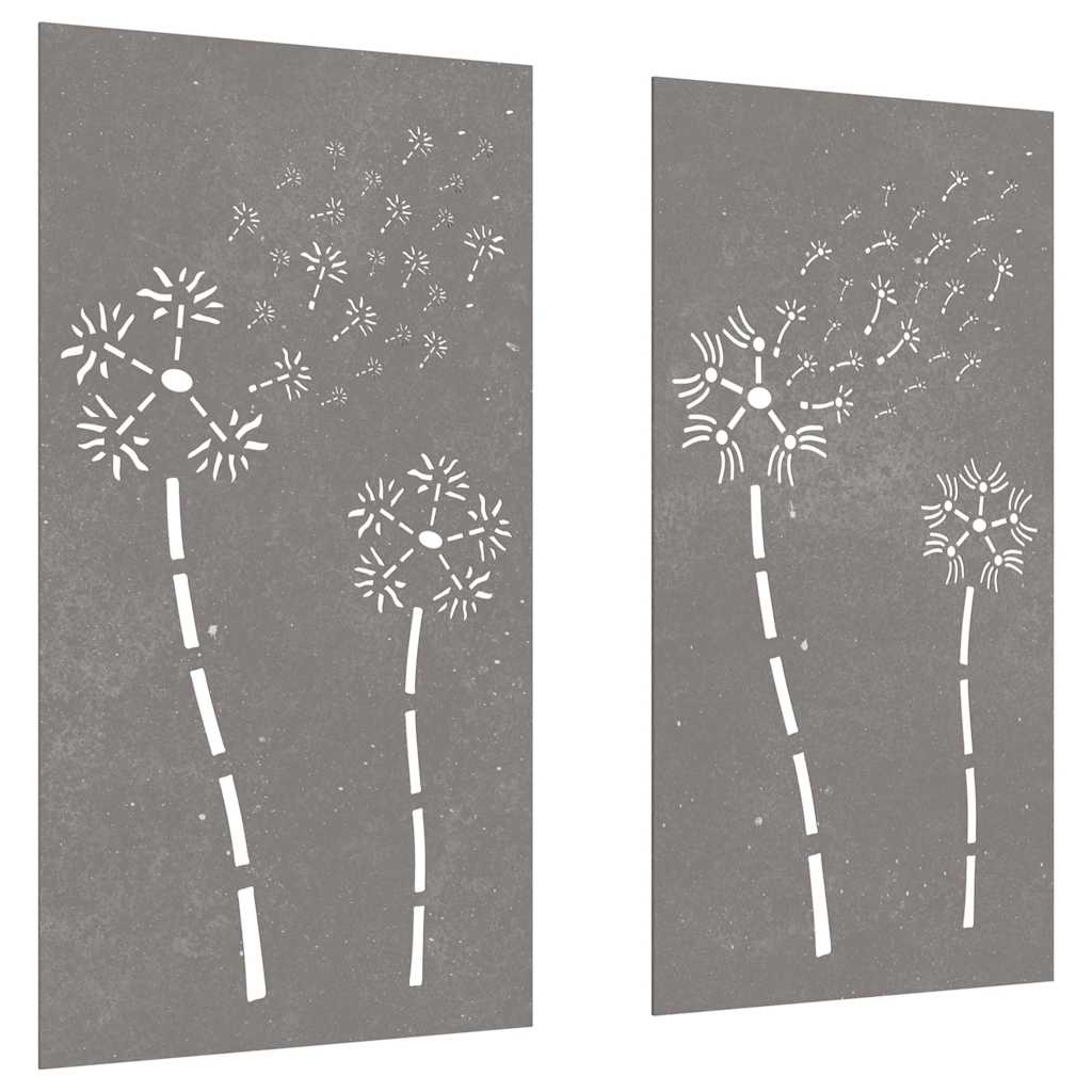 Vidaxl wanddecoratie tuin 2 st bloemenontwerp 105x55 cm cortenstaal