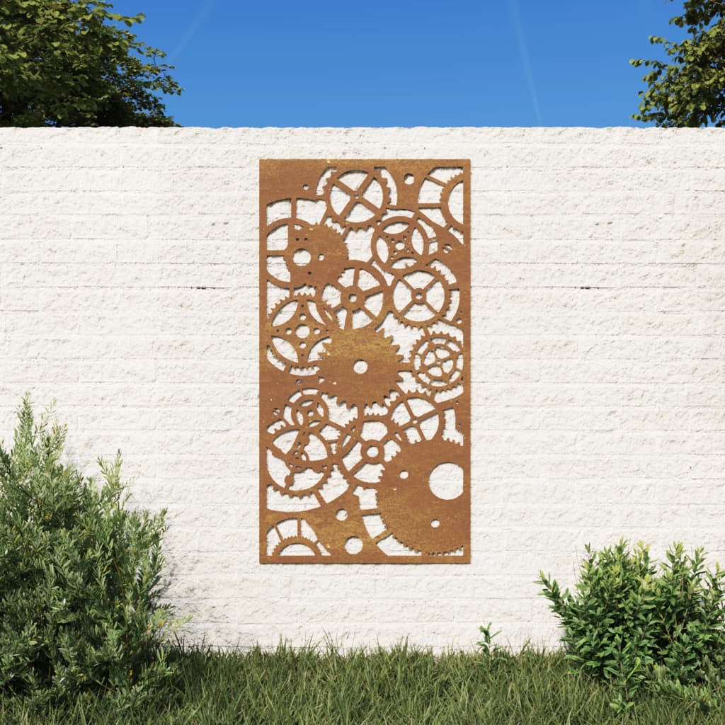 Vidaxl Decorazione da parete Design per ingranaggi da giardino 105x55 cm acciaio corn
