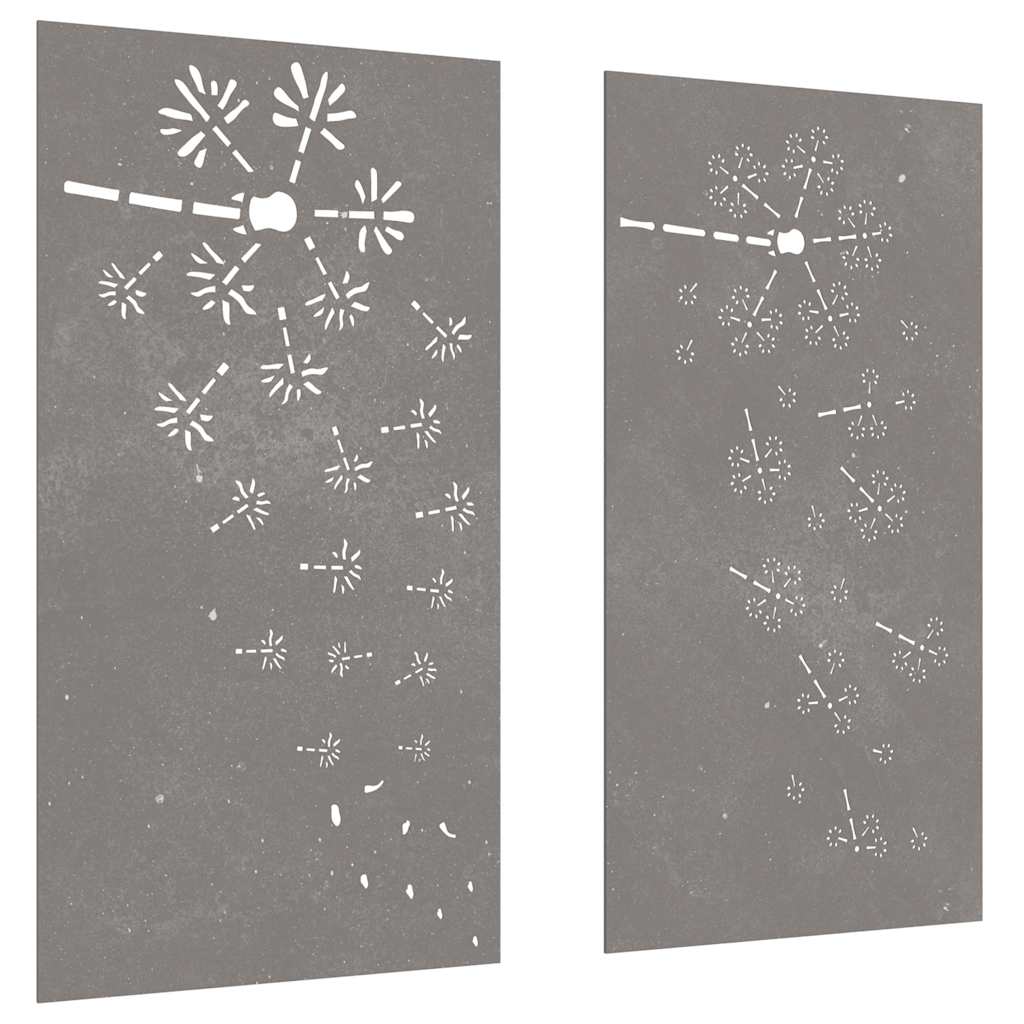 Vidaxxl decorazione murale giardino 2 pz disegno floreale 105x55 cm acciaio corten