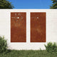 Vidaxxl decoración de pared jardín 2 piezas diseño floral 105x55 cm acero corten