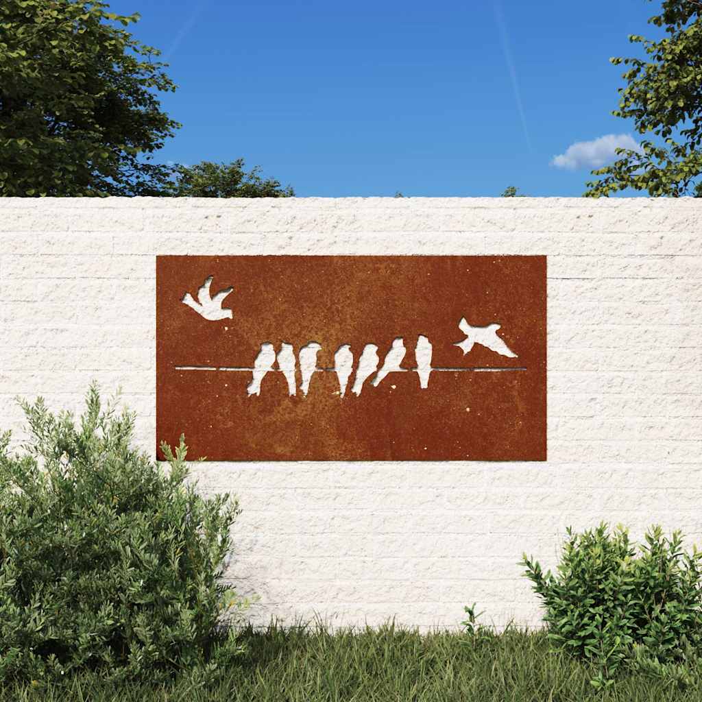 VidaXL decorazione murale design uccello da giardino 105x55 cm in acciaio corten