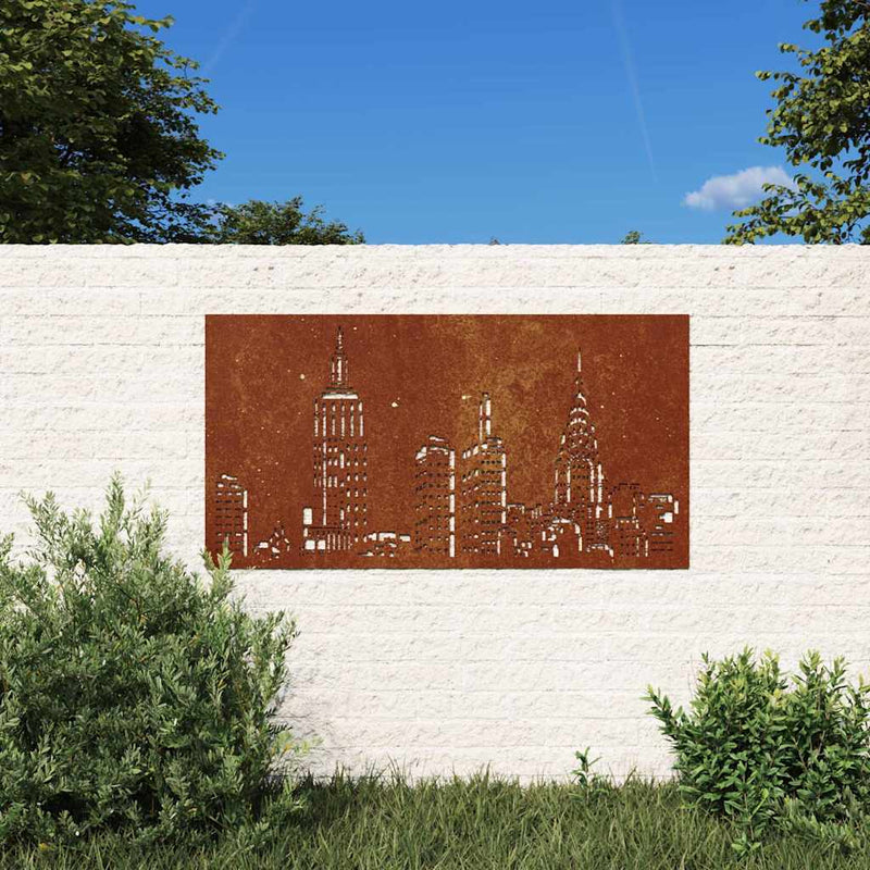 Vidaxl Decoración de la pared Garden Skyline Design 105x55 cm Cortenstaal