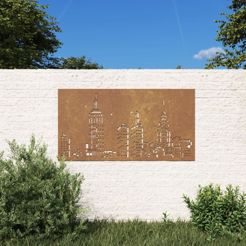 Vidaxl Decoración de la pared Garden Skyline Design 105x55 cm Cortenstaal