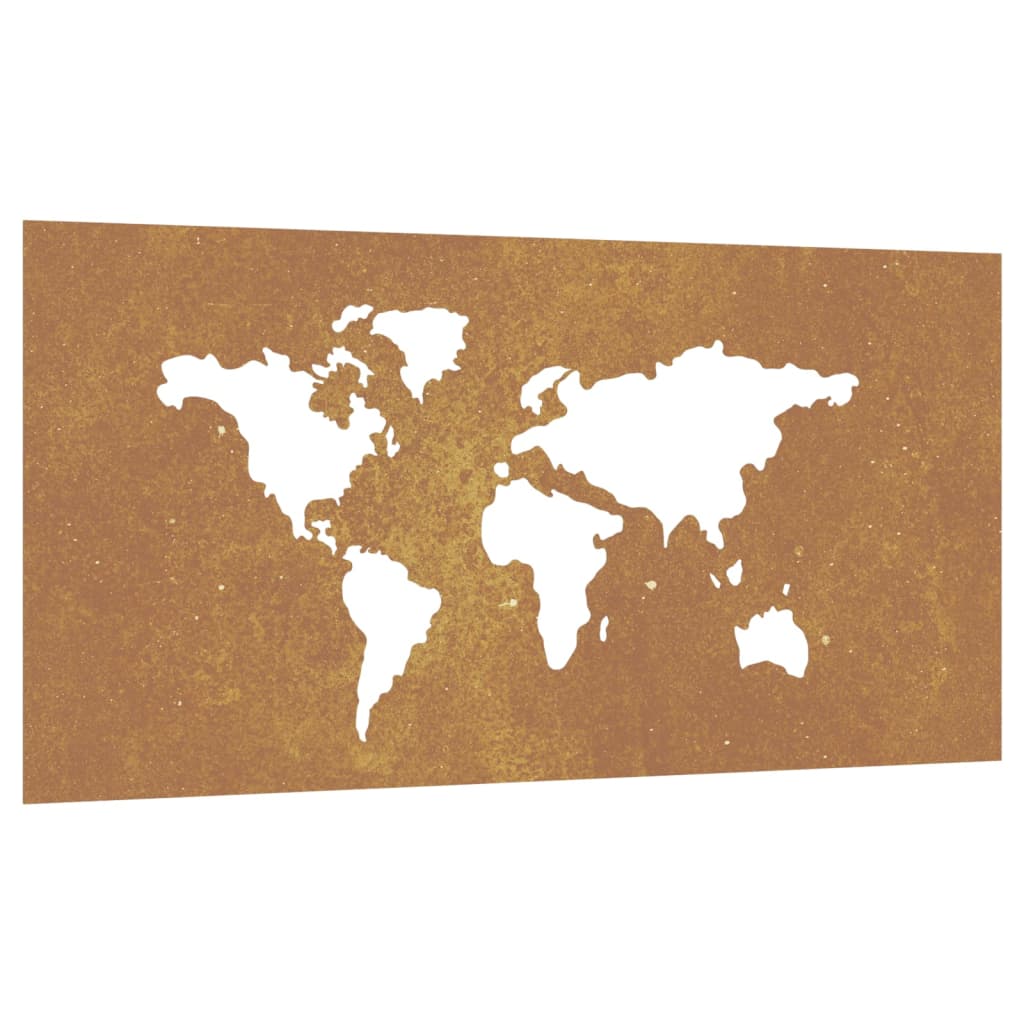 Vidaxl Decorazione murale Design della mappa del mondo 105x55 cm Cortenstaal