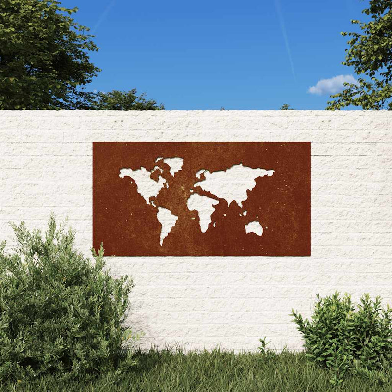 Vidaxl Decorazione murale Design della mappa del mondo 105x55 cm Cortenstaal
