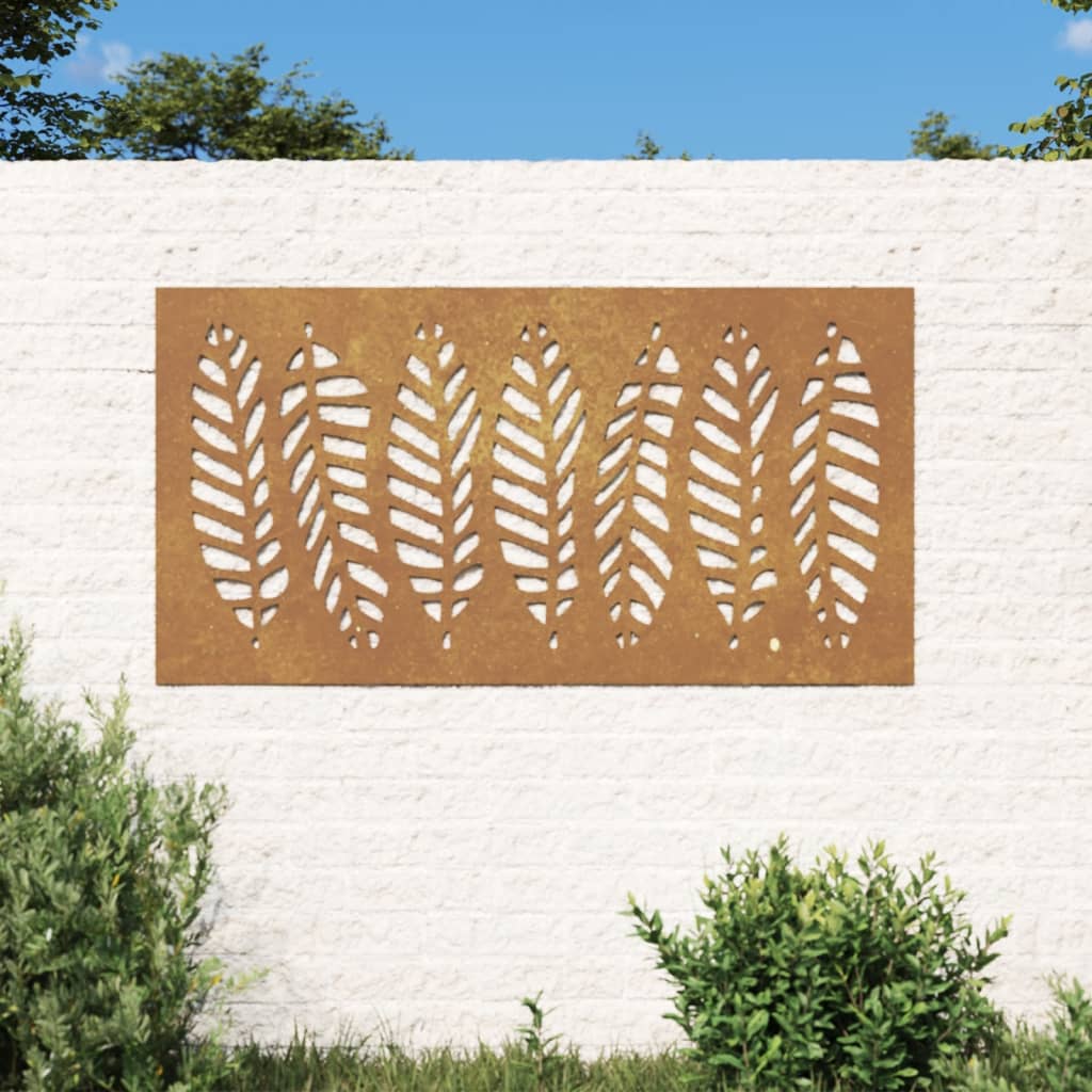 Vidaxl Decoración de paredes de jardín de hojas de jardín 105x55 cm Cortenstaal