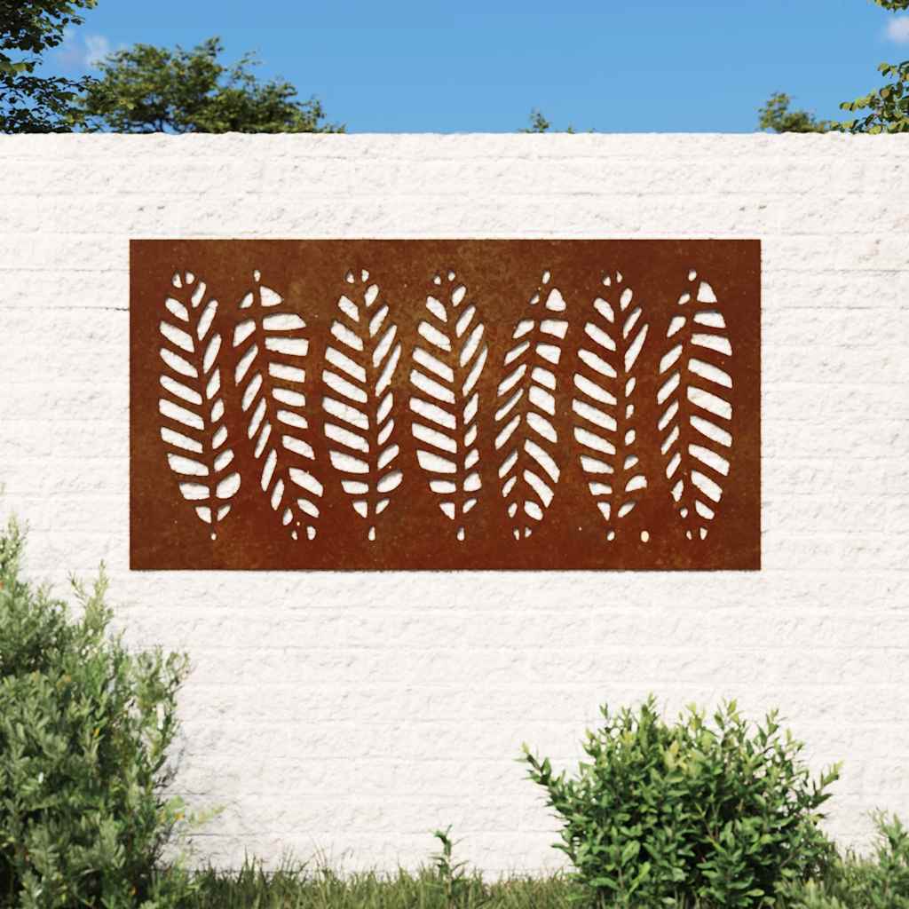 Vidaxl wanddecoratie tuin bladontwerp 105x55 cm cortenstaal