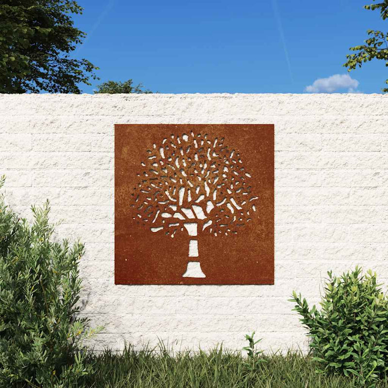 Vidaxl Decorazione murale Design dell'albero da giardino 55x55 cm Cortenstaal
