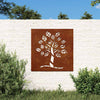 Vidaxl Decorazione murale Design dell'albero da giardino 55x55 cm Cortenstaal