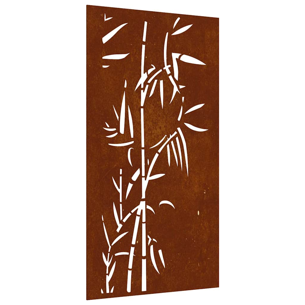 Vidaxxl decorazione murale da giardino design bambù 105x55 cm acciaio corten