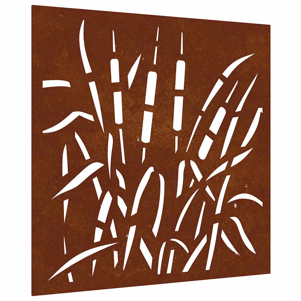 Vidaxl Decorazione murale Design dell'erba da giardino 55x55 cm Cortenstaal