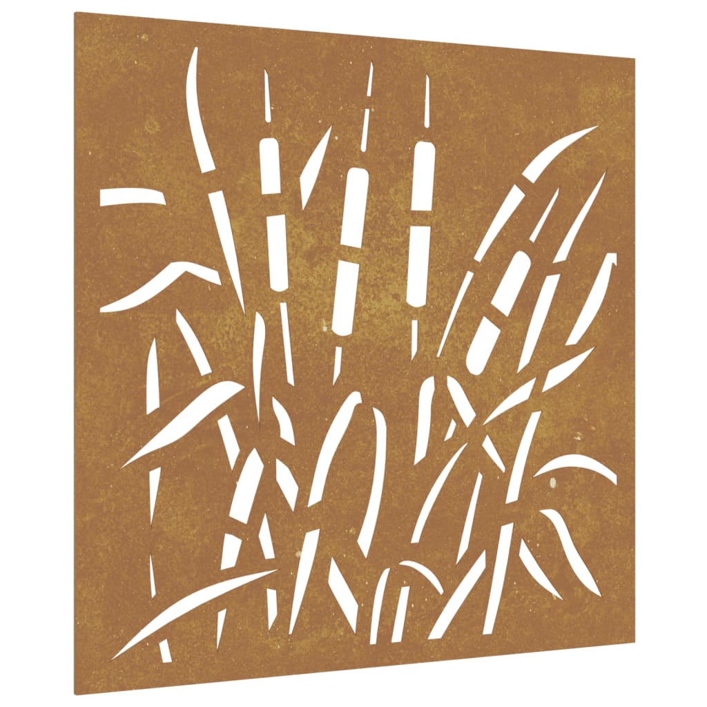 Vidaxl Decorazione murale Design dell'erba da giardino 55x55 cm Cortenstaal