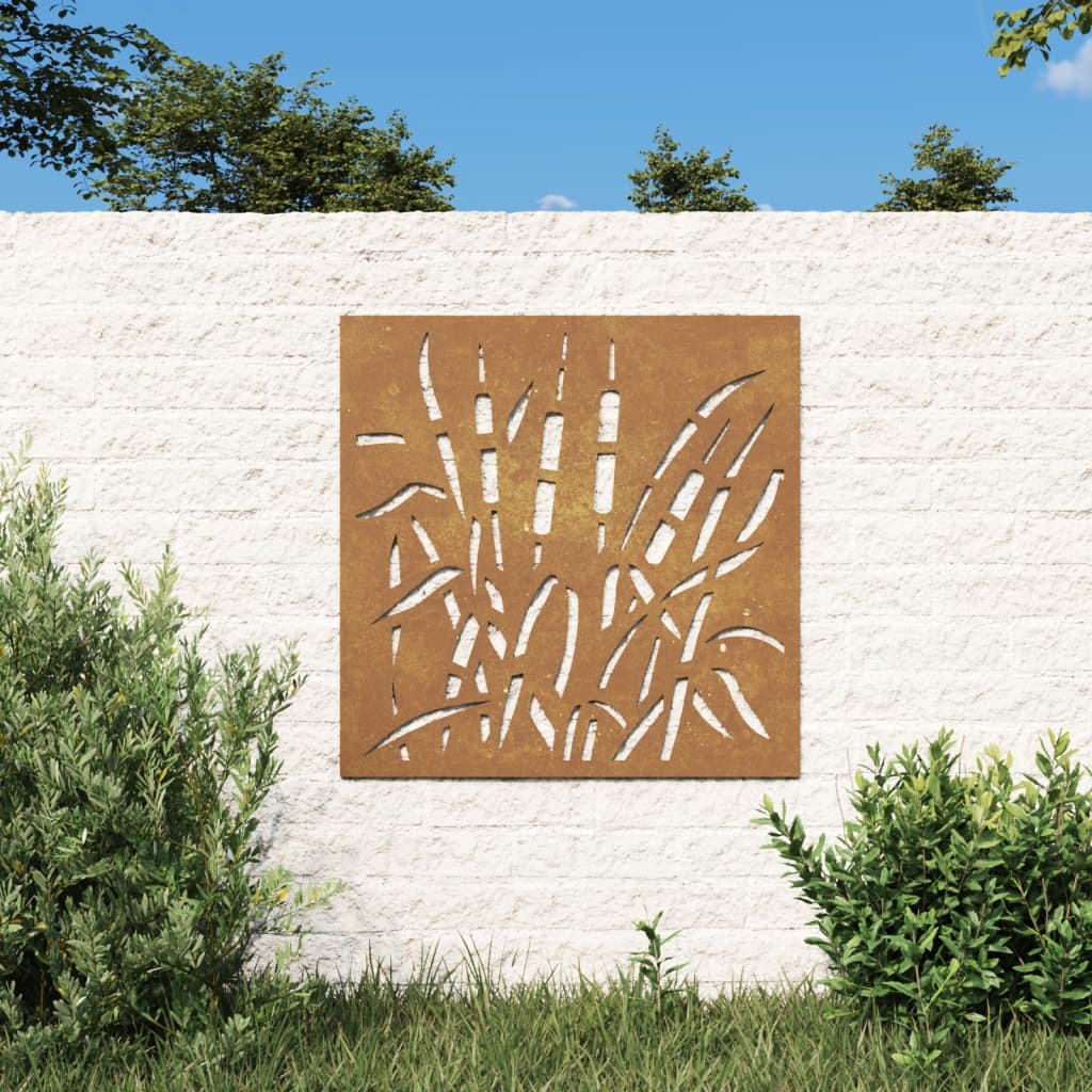 Vidaxl Decorazione murale Design dell'erba da giardino 55x55 cm Cortenstaal