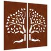 Vidaxl Decorazione della parete Giardino 2 St Tree Design 105x55 cm Cortenstaal