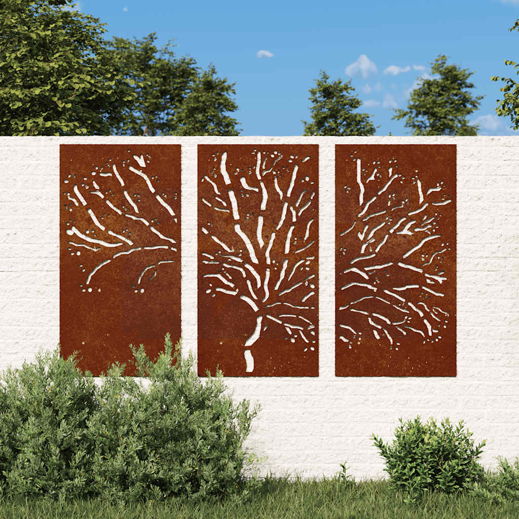 Vidaxx Set de decoración de jardín 3 piezas diseño de árbol 105x55 cm acero corten